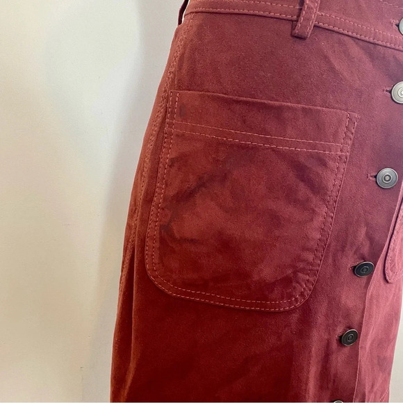 Suede Retro Mini Button Down Skirt - Picture 3 of 9
